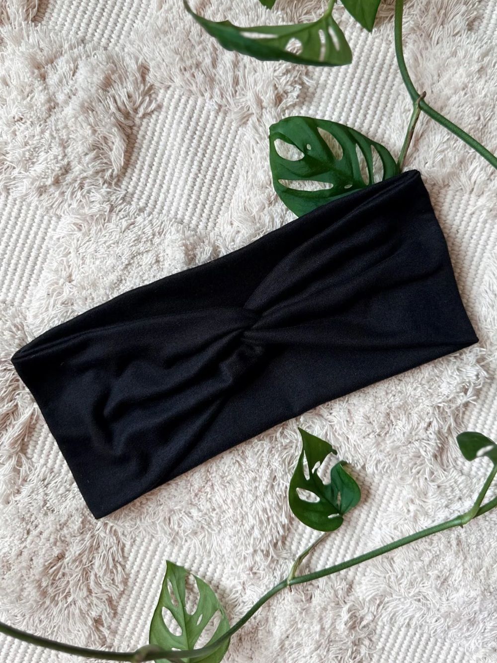 Hello Headband Black OS Buttery Soft Twist Front